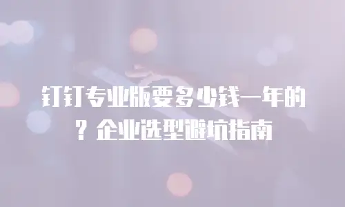 钉钉专业版要多少钱一年的？企业选型避坑指南