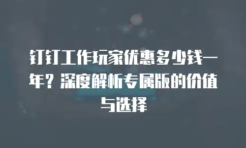钉钉工作玩家优惠多少钱一年？深度解析专属版的价值与选择