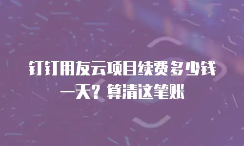 钉钉用友云项目续费多少钱一天？算清这笔账