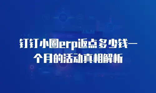 钉钉小圈erp返点多少钱一个月的活动真相解析