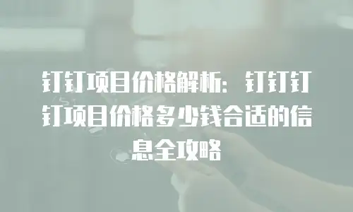 钉钉项目价格解析：钉钉钉钉项目价格多少钱合适的信息全攻略