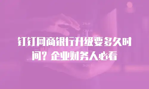 钉钉网商银行升级要多久时间？企业财务人必看