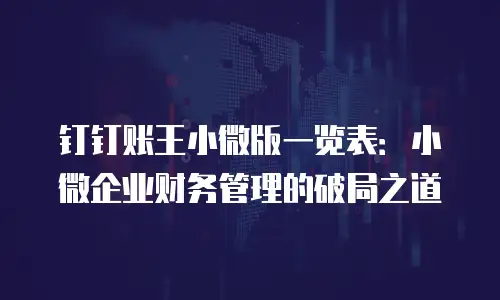 钉钉账王小微版一览表：小微企业财务管理的破局之道