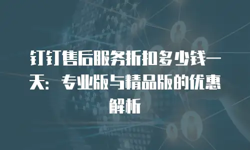 钉钉售后服务折扣多少钱一天：专业版与精品版的优惠解析