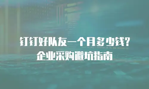 钉钉好队友一个月多少钱？企业采购避坑指南