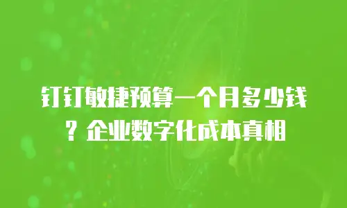 钉钉敏捷预算一个月多少钱？企业数字化成本真相