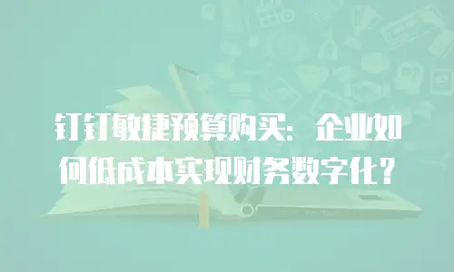 钉钉敏捷预算购买：企业如何低成本实现财务数字化？