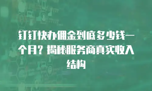 钉钉快办佣金到底多少钱一个月？揭秘服务商真实收入结构