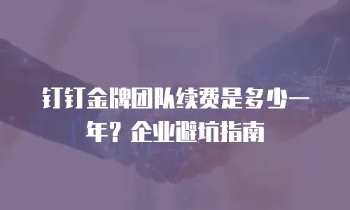 钉钉金牌团队续费是多少一年？企业避坑指南