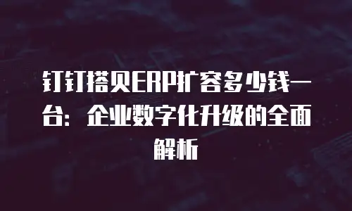 钉钉搭贝ERP扩容多少钱一台：企业数字化升级的全面解析