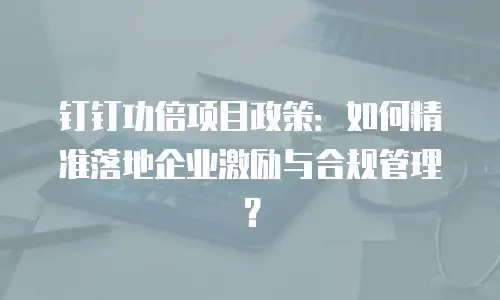 钉钉功倍项目政策：如何精准落地企业激励与合规管理？