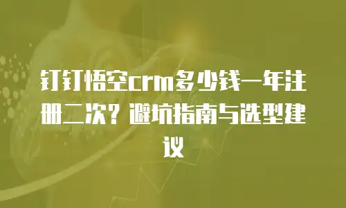 钉钉悟空crm多少钱一年注册二次？避坑指南与选型建议