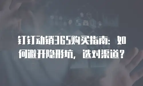 钉钉动销365购买指南：如何避开隐形坑，选对渠道？