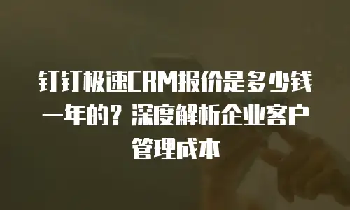 钉钉极速CRM报价是多少钱一年的？深度解析企业客户管理成本