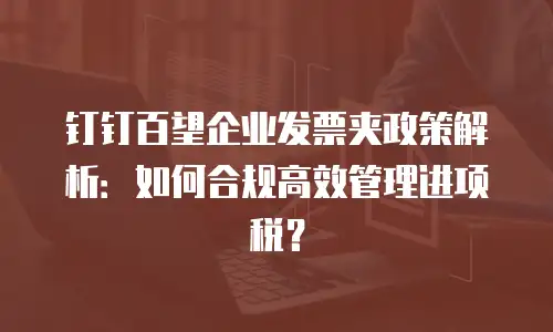 钉钉百望企业发票夹政策解析：如何合规高效管理进项税？