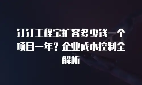 钉钉工程宝扩容多少钱一个项目一年？企业成本控制全解析