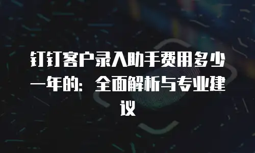钉钉客户录入助手费用多少一年的：全面解析与专业建议