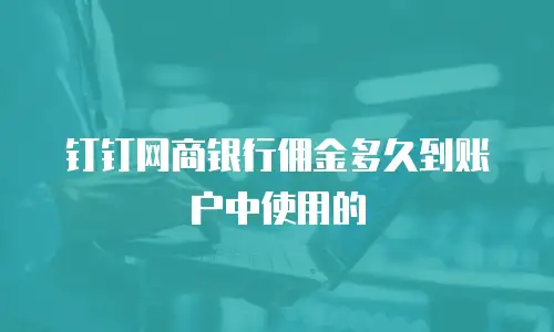 钉钉网商银行佣金多久到账户中使用的