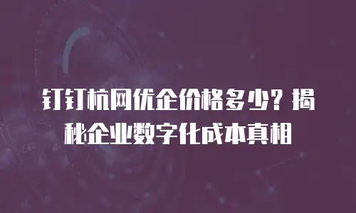钉钉杭网优企价格多少？揭秘企业数字化成本真相