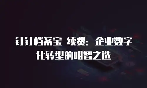 钉钉档案宝 续费：企业数字化转型的明智之选