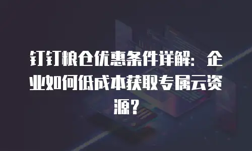 钉钉粮仓优惠条件详解：企业如何低成本获取专属云资源？