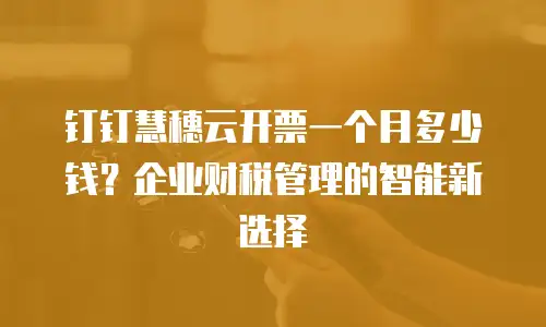 钉钉慧穗云开票一个月多少钱？企业财税管理的智能新选择