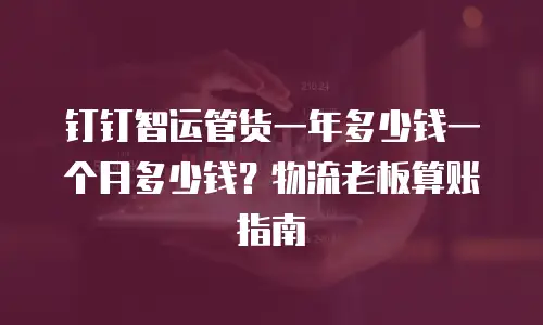 钉钉智运管货一年多少钱一个月多少钱？物流老板算账指南