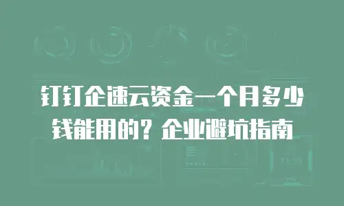 钉钉企速云资金一个月多少钱能用的？企业避坑指南