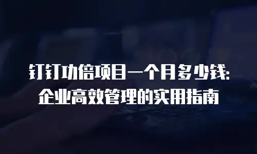 钉钉功倍项目一个月多少钱：企业高效管理的实用指南