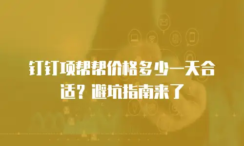 钉钉项帮帮价格多少一天合适？避坑指南来了