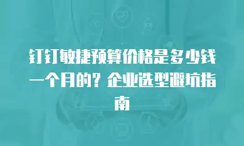 钉钉敏捷预算价格是多少钱一个月的？企业选型避坑指南