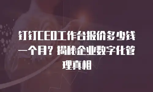 钉钉CEO工作台报价多少钱一个月？揭秘企业数字化管理真相