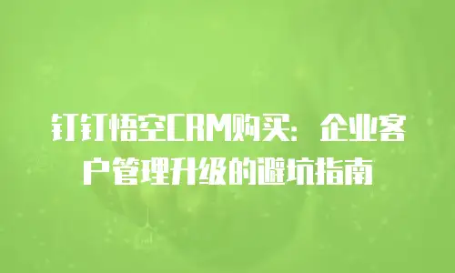 钉钉悟空CRM购买：企业客户管理升级的避坑指南