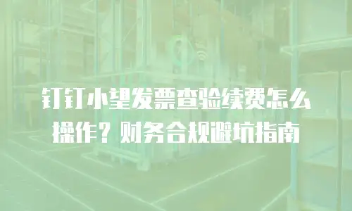 钉钉小望发票查验续费怎么操作？财务合规避坑指南