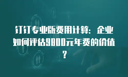 钉钉专业版费用计算：企业如何评估9800元年费的价值？