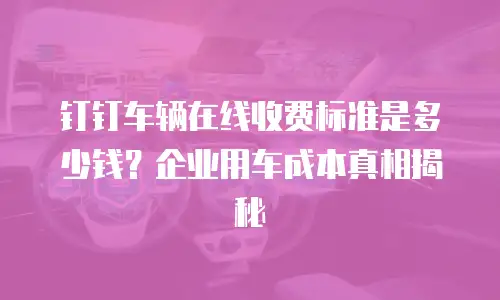 钉钉车辆在线收费标准是多少钱？企业用车成本真相揭秘