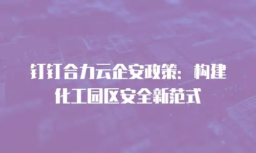 钉钉合力云企安政策：构建化工园区安全新范式