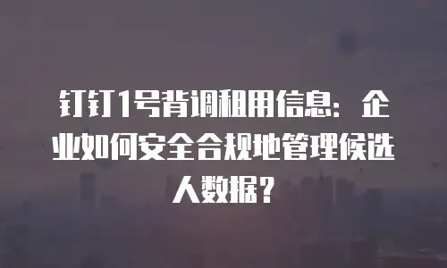 钉钉1号背调租用信息：企业如何安全合规地管理候选人数据？