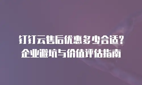 钉钉云售后优惠多少合适？企业避坑与价值评估指南