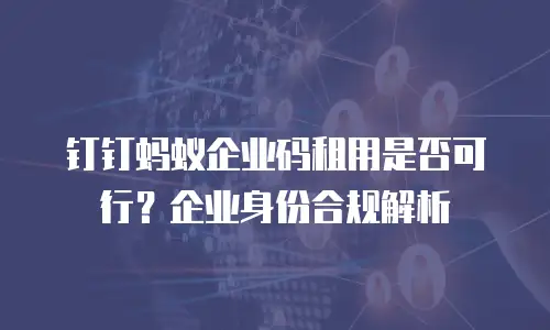 钉钉蚂蚁企业码租用是否可行？企业身份合规解析
