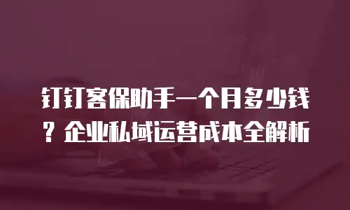钉钉客保助手一个月多少钱？企业私域运营成本全解析