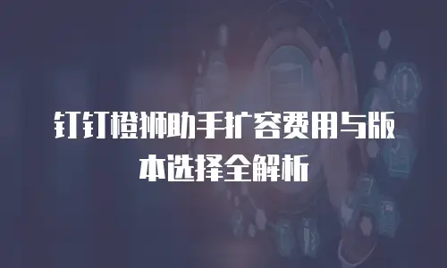 钉钉橙狮助手扩容费用与版本选择全解析