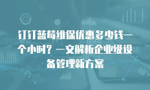 钉钉蓝莓维保优惠多少钱一个小时？一文解析企业级设备管理新方案