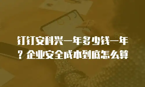 钉钉安科兴一年多少钱一年？企业安全成本到底怎么算