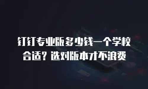 钉钉专业版多少钱一个学校合适？选对版本才不浪费