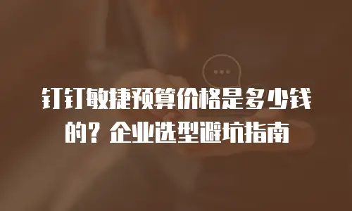钉钉敏捷预算价格是多少钱的？企业选型避坑指南