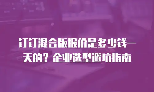 钉钉混合版报价是多少钱一天的？企业选型避坑指南