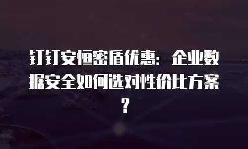钉钉安恒密盾优惠：企业数据安全如何选对性价比方案？