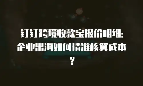 钉钉跨境收款宝报价明细：企业出海如何精准核算成本？