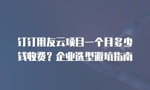 钉钉用友云项目一个月多少钱收费？企业选型避坑指南